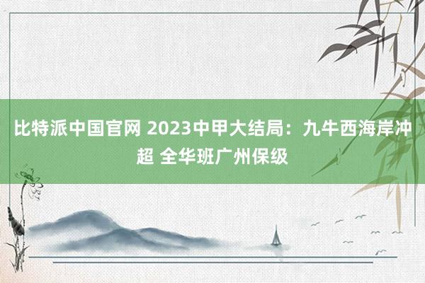 比特派中国官网 2023中甲大结局：九牛西海岸冲超 全华班广州保级