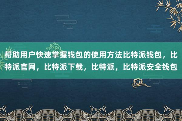 帮助用户快速掌握钱包的使用方法比特派钱包，比特派官网，比特派下载，比特派，比特派安全钱包