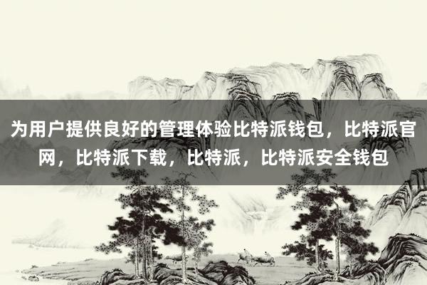 为用户提供良好的管理体验比特派钱包，比特派官网，比特派下载，比特派，比特派安全钱包